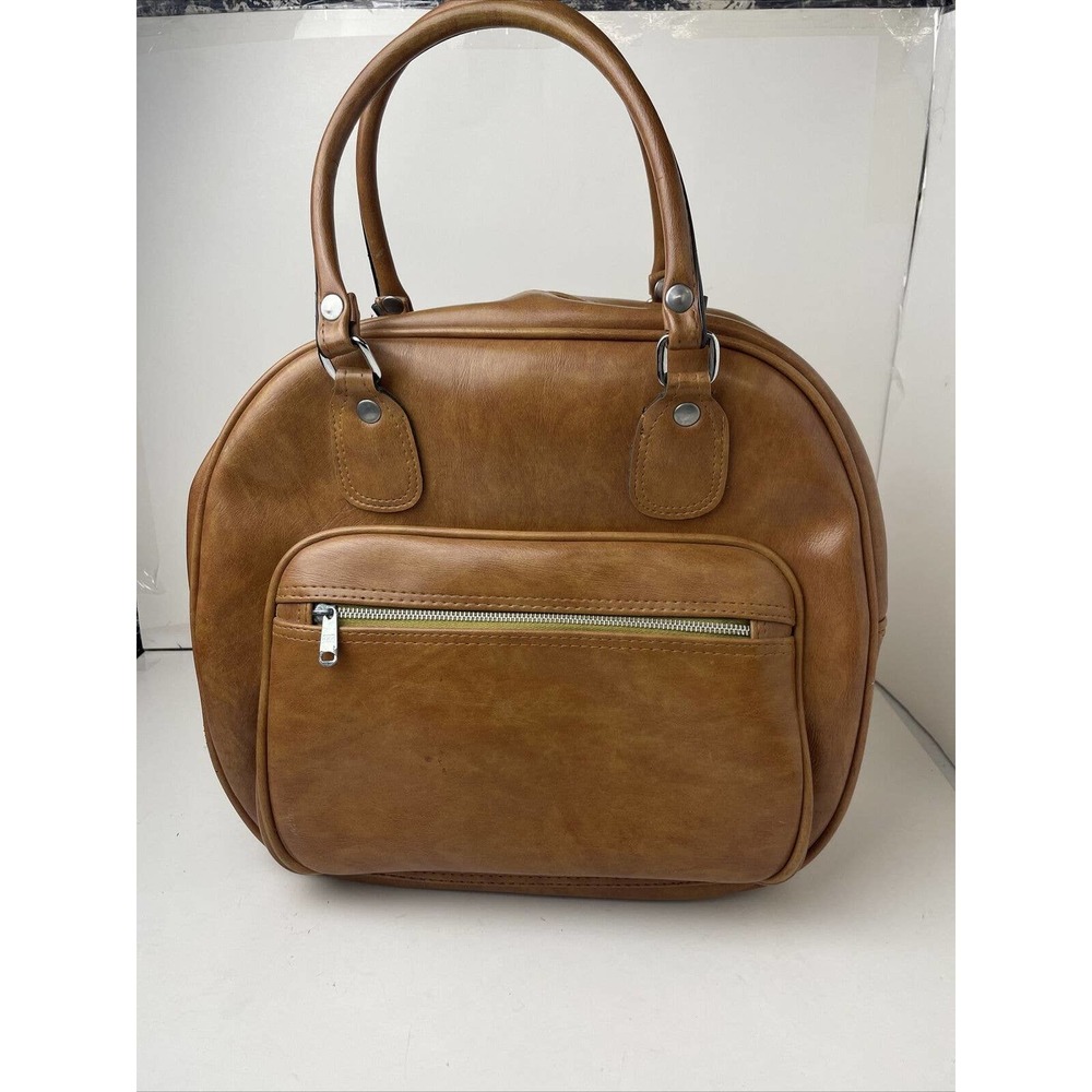 Vintage Airway Industries Zippered Brown Carry-On Travel Luggage Suitcase Bag